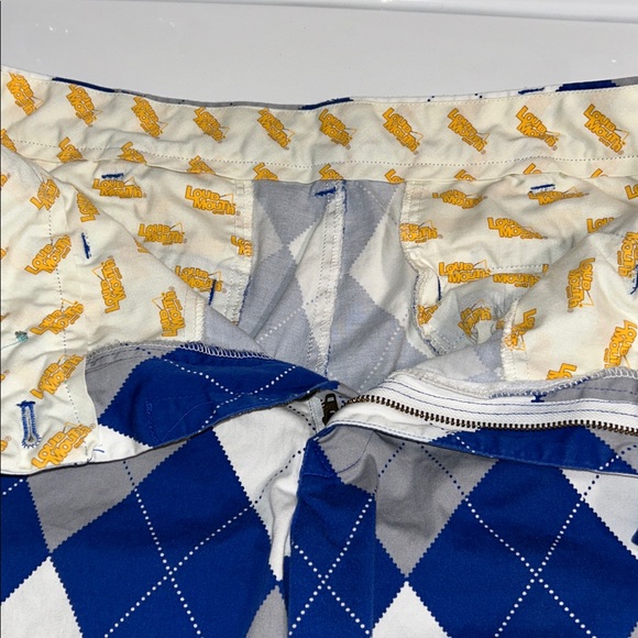 Men’s Loudmouth Golf Blue and White Argyle Golf Pants 34x32 EUC - Picture 4 of 6